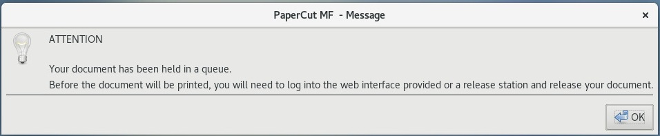 PaperCut Client Notification