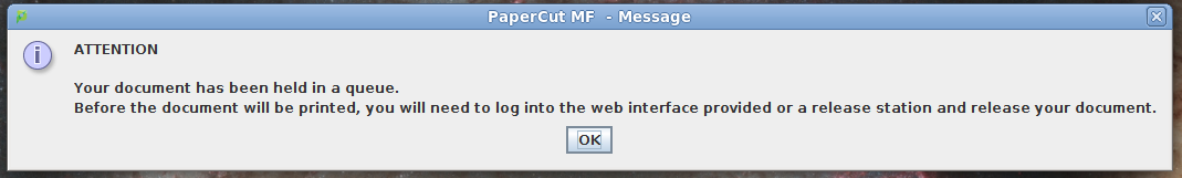 PaperCut Client Notification